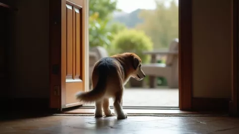 Pies ze schroniska nie chce wychodzić na dwór